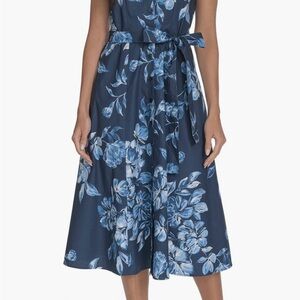Calvin Klein Navy Floral Midi Dress